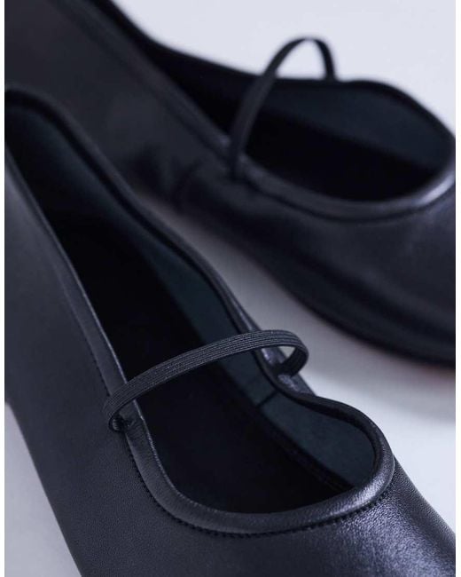 TOPSHOP Blue Bella Leather Round Toe Ballet Flat