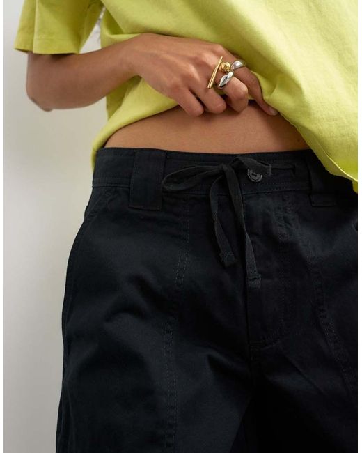 TOPSHOP Black Tie Waist Cargo Pants