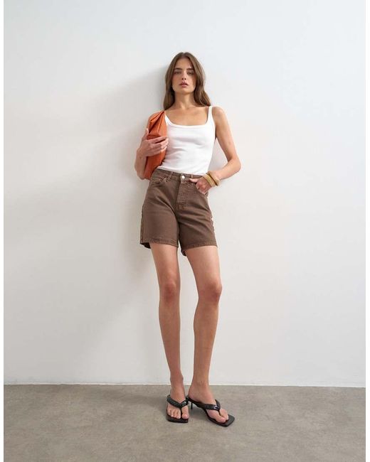 TOPSHOP White Editor Denim Shorts