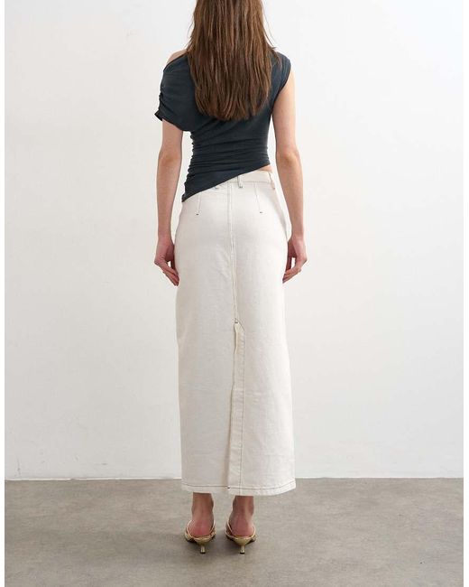 TOPSHOP White Denim Column Maxi Skirt