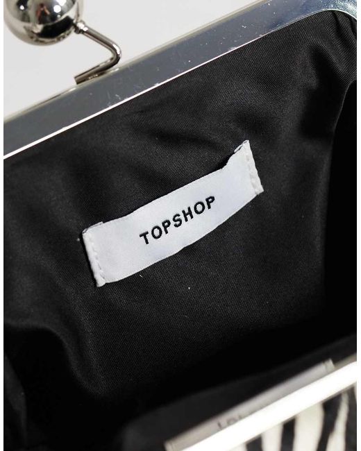 TOPSHOP White Clover Hair On Real Leather Clutch Bag