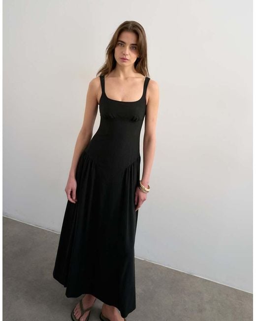 TOPSHOP White Dropped Waist Midaxi Sundress