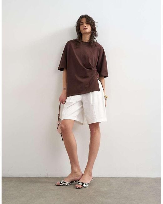 TOPSHOP Brown Knot Twist T-shirt