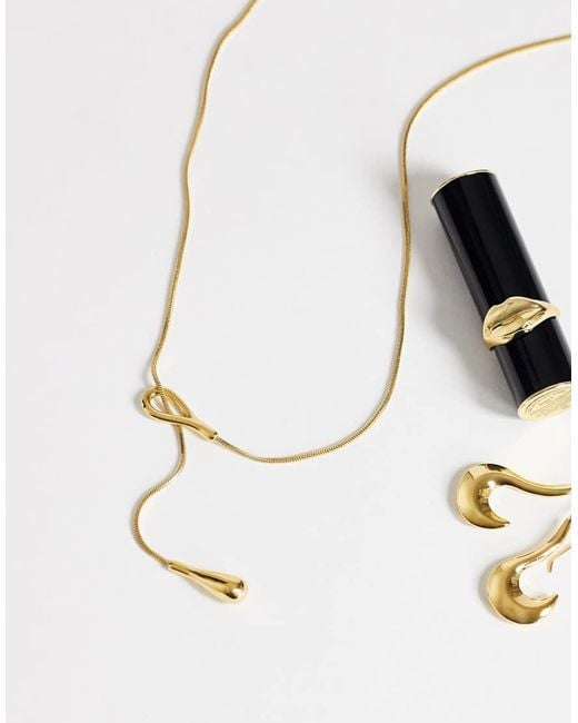 TOPSHOP Metallic Lucas Waterproof Teardrop Lariat Necklace