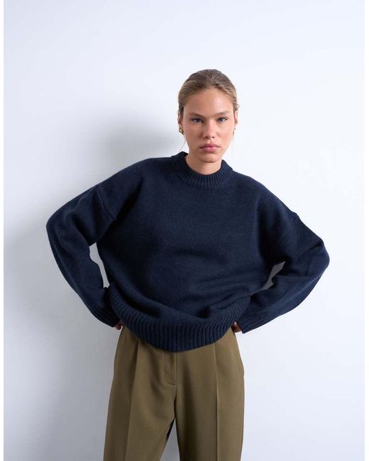 TOPSHOP Blue Knit Premium 100% Lambswool Sweater