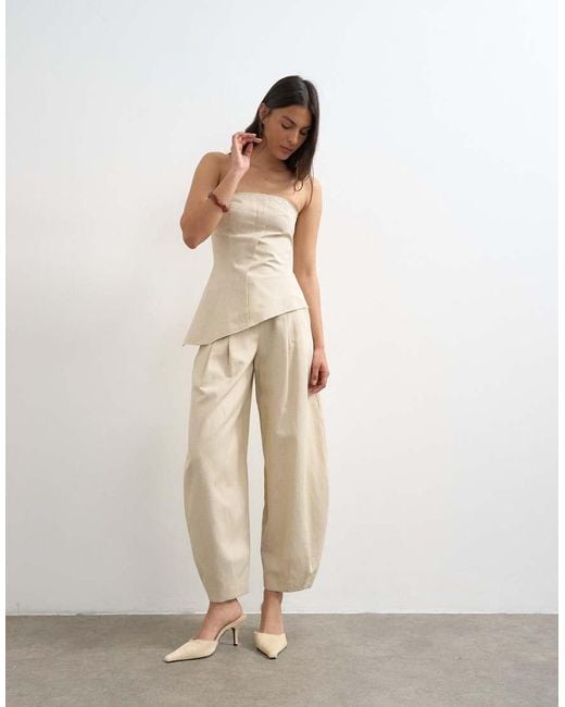TOPSHOP Natural Co Ord Asymmetric Raw Hem Bandeau
