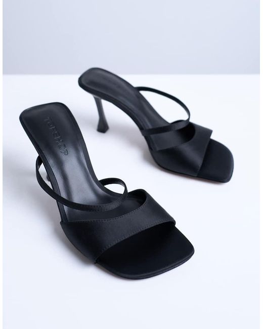 TOPSHOP Blue Fiona High Heel Mule With Strap