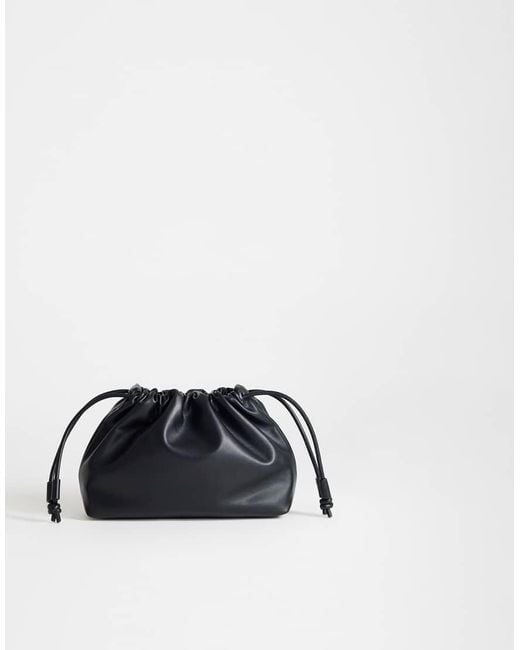 TOPSHOP Black Celia Medium Ruched Clutch Bag