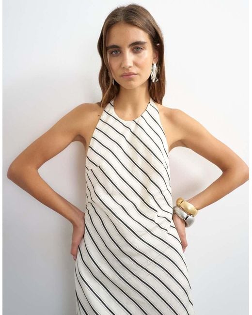 TOPSHOP White Halter Neck Low Back Maxi Dress