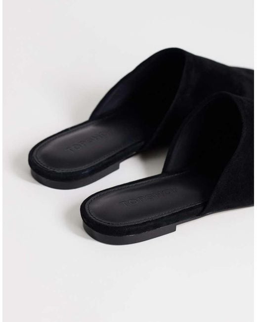 TOPSHOP Blue Lillie Real Suede Round Toe Flat Shoe