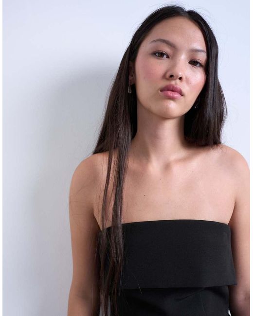 TOPSHOP White Fold-over Longline Bandeau Top