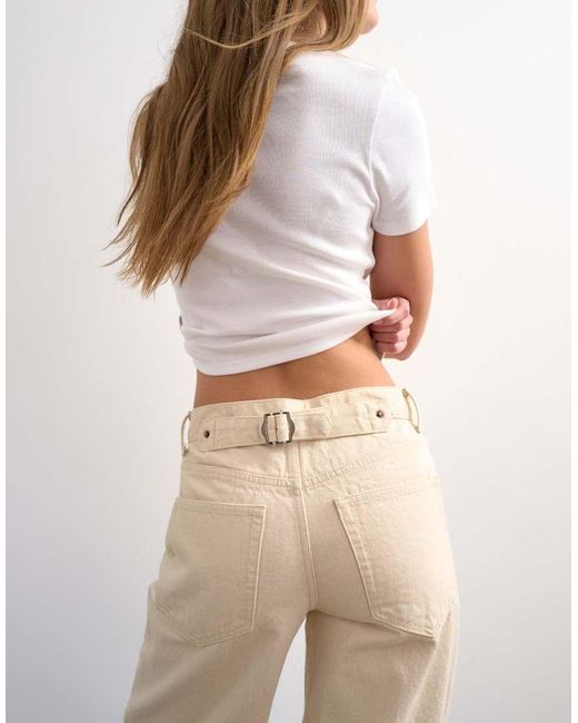 TOPSHOP Natural Cinch Low Rise Relaxed Jean