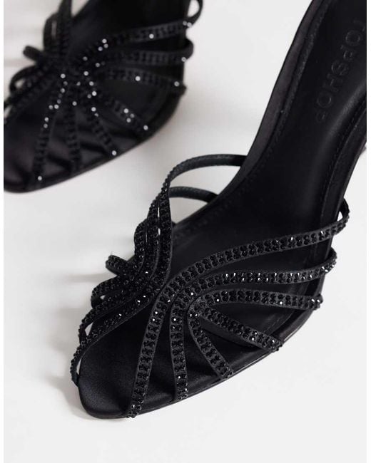 TOPSHOP Brown Azelia Heeled Sandal With Gems