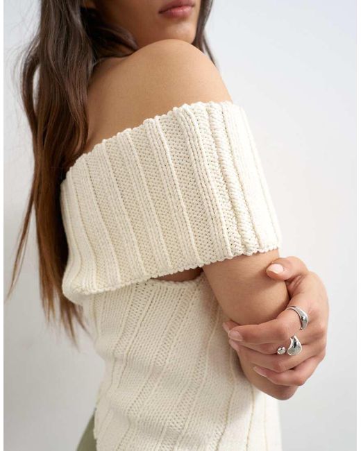 TOPSHOP Green Knit One Shoulder Asymmetric Top