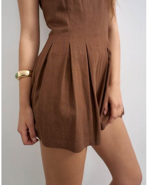 TOPSHOP Brown Linen Romper