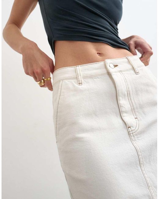 TOPSHOP White Denim Column Maxi Skirt