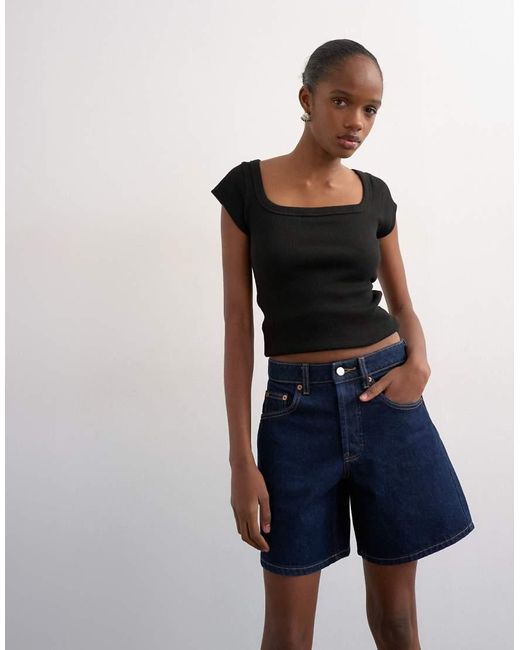 TOPSHOP Blue Denim Editor Short