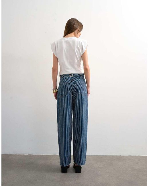 TOPSHOP Blue Cinch Low Rise Relaxed Jean