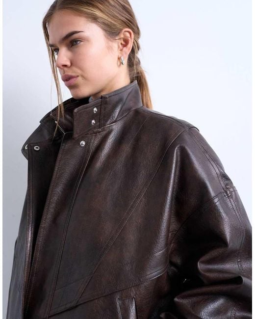 TOPSHOP Black Double Fronted Seam Detail Bomber