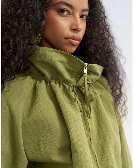 TOPSHOP Green Co Ord Funnel Neck Jacket With Tie Waist