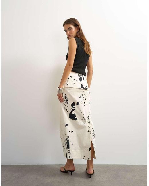 TOPSHOP Natural Twill Wrap Tie Detail Maxi Skirt