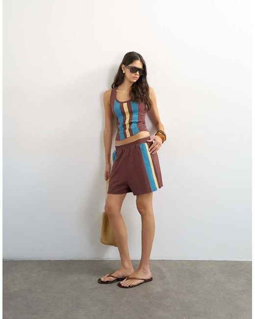TOPSHOP White Striped Shorts Co-Ord