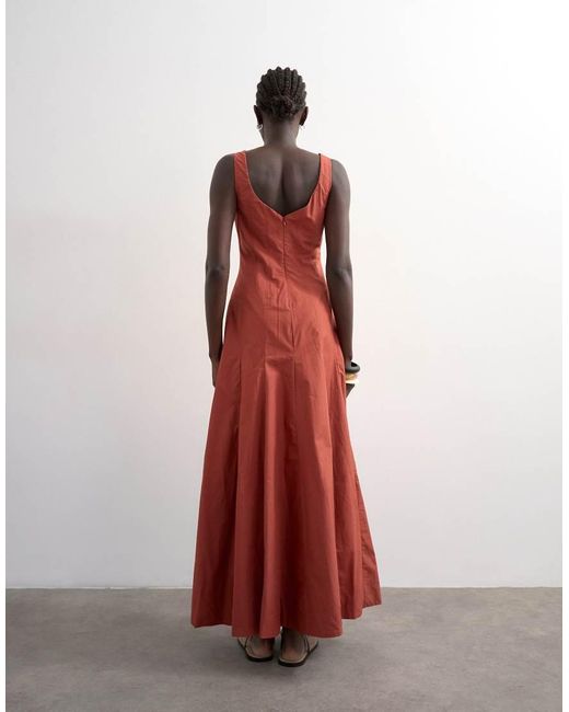 TOPSHOP Red Dropped Hem Full Circle Skirt Sundress