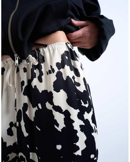 TOPSHOP White Satin Wide Leg With Tie Waist Trouser