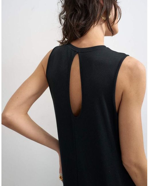 TOPSHOP White Drop Armhole Rib Maxi Dress