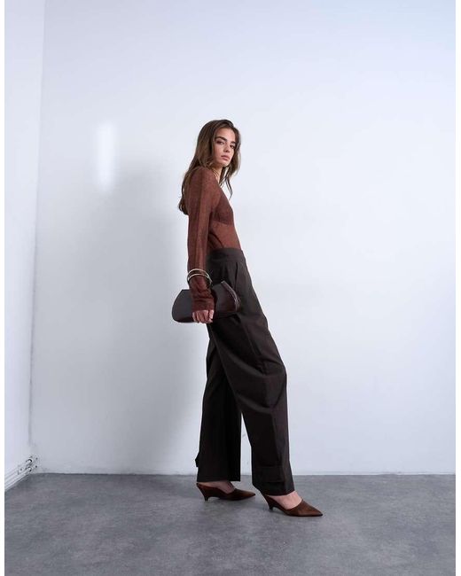 TOPSHOP White Stripe Tailored Barrel Leg Trouser