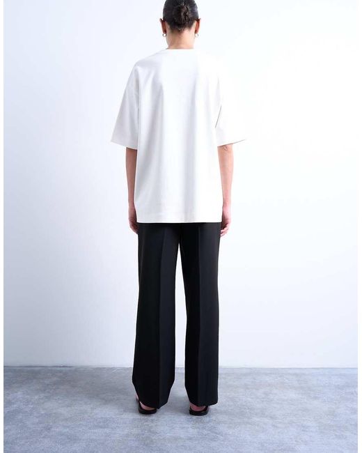 TOPSHOP Blue Pleated Straight Leg Trouser