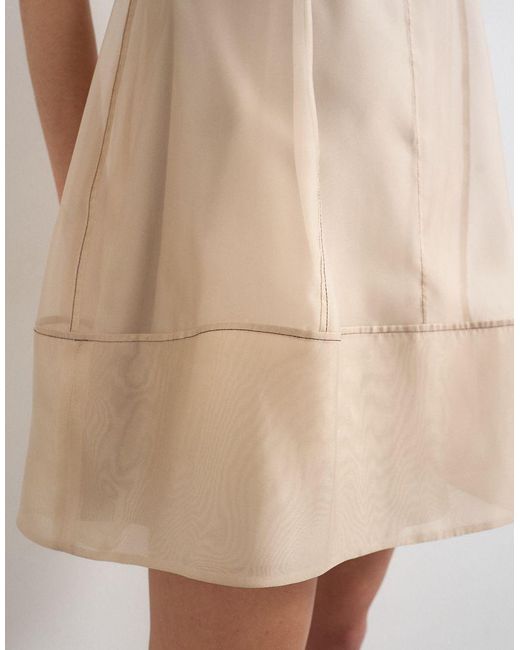 TOPSHOP Natural Organza Heavy Seamed Mini Dress