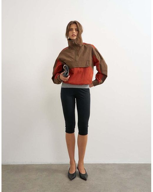 TOPSHOP Red Colour Block Pocket Detail Zip Up Jacket