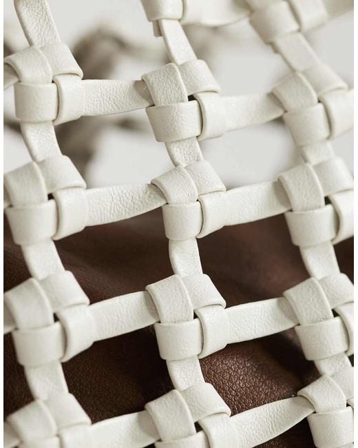 TOPSHOP White Shia Medium Woven Shoulder Bag