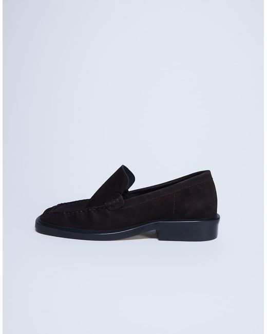 TOPSHOP White Premium Clover Real Suede Loafers With Ruched Detail