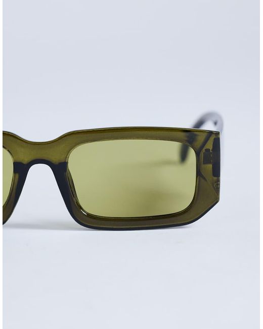 TOPSHOP Green Milan Rectangle Sunglasses