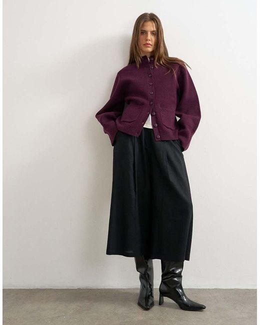 TOPSHOP Purple Knitted Kate Cardigan