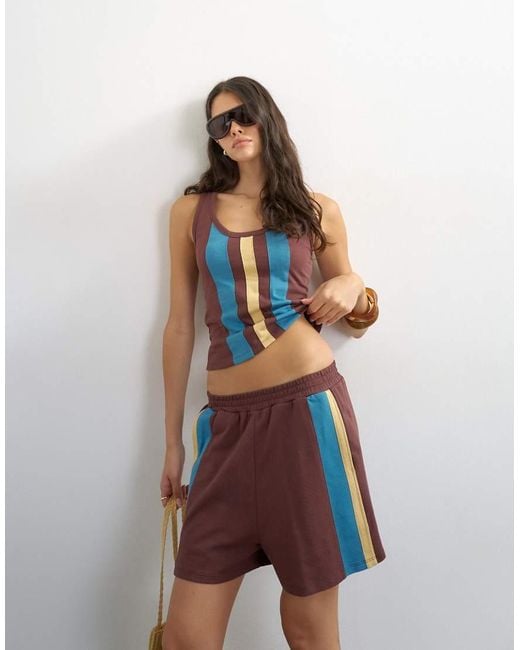 TOPSHOP White Striped Shorts Co-Ord