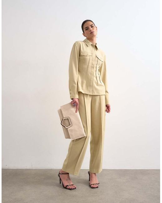 TOPSHOP Natural Co Ord Tailored Shirt With Pleats