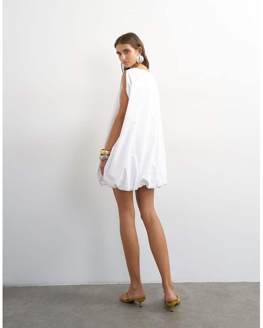TOPSHOP White Poplin Bubble Cape Mini Dress