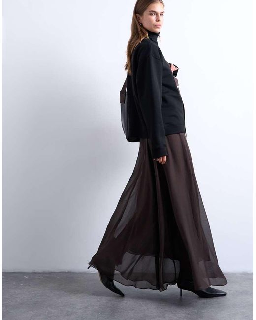 TOPSHOP Black Sheer Full Circle Maxi Skirt