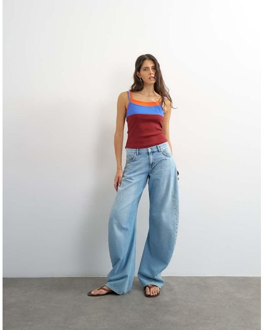 TOPSHOP Blue Colour Block Cami