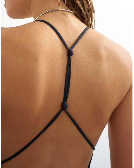 TOPSHOP Brown Carlie Swimsuit With Twisted Back Detail