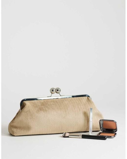 TOPSHOP Natural Annie Medium Suedette Weave Clutch
