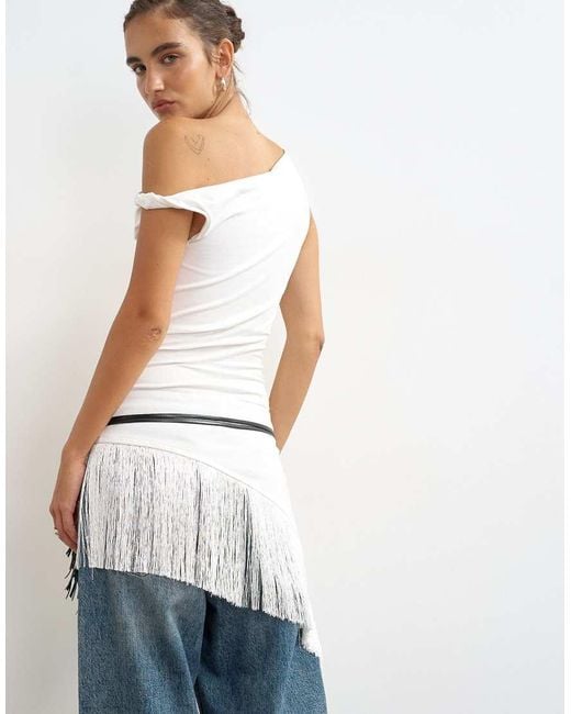 TOPSHOP White Fringe Cord Belt