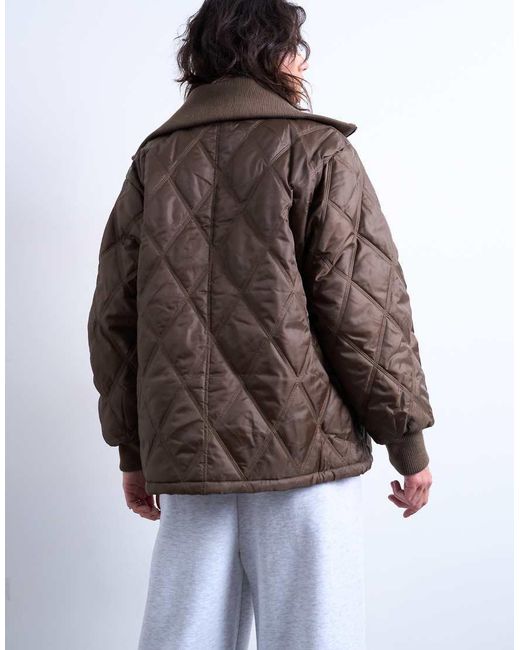 TOPSHOP Brown Spread Rib Collar Liner Jacket