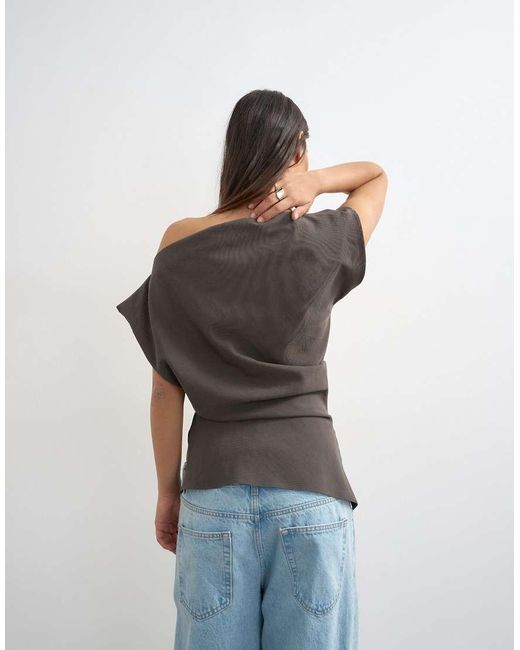 TOPSHOP Multicolor Co Ord Asymmetric Off Shoulder Top