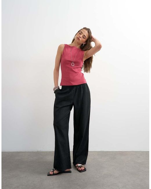 TOPSHOP Red Slash Neck Racer Vest