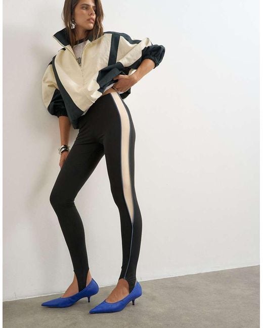 TOPSHOP White Stirrup Piping Leggings