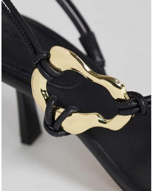 TOPSHOP Metallic Nova Strappy Mid Heeled Sandal With Hardware